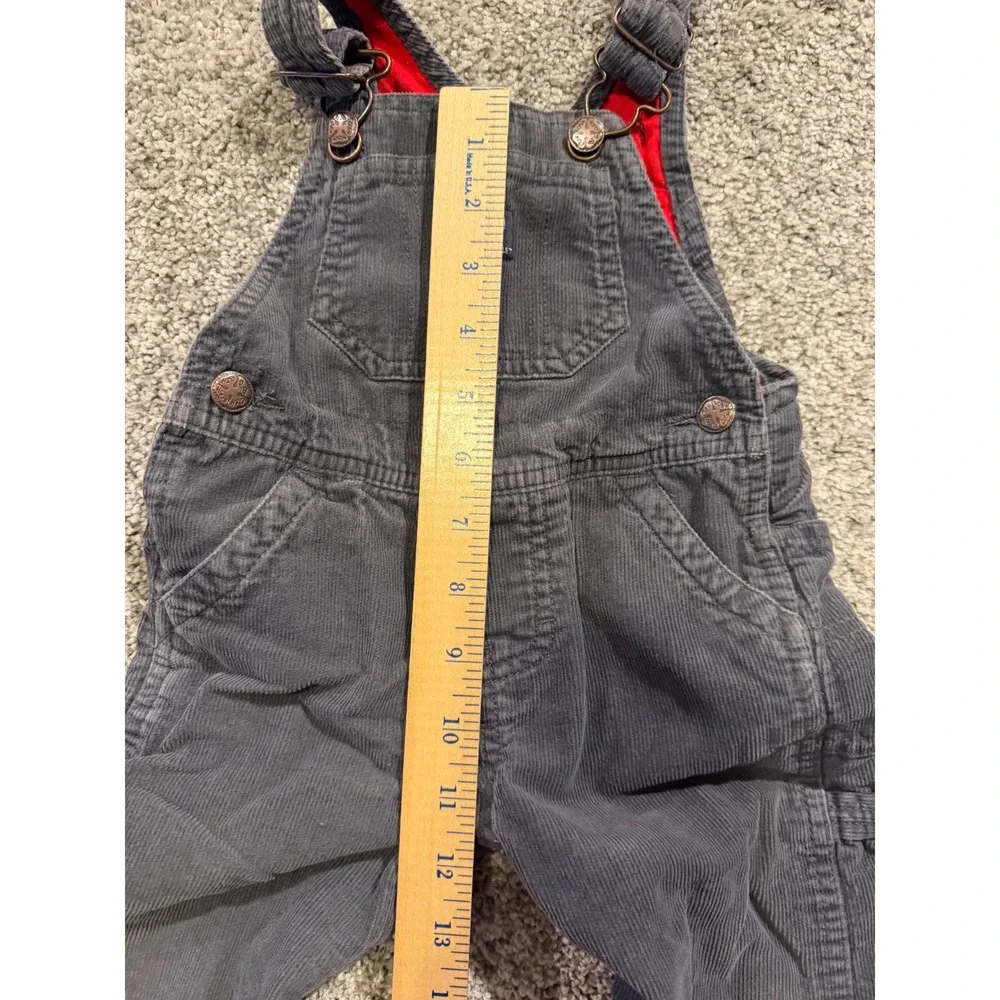 OshKosh Overalls Kids 12M Gray B'gosh Corduroy Bib Workwear Adjustable Straps